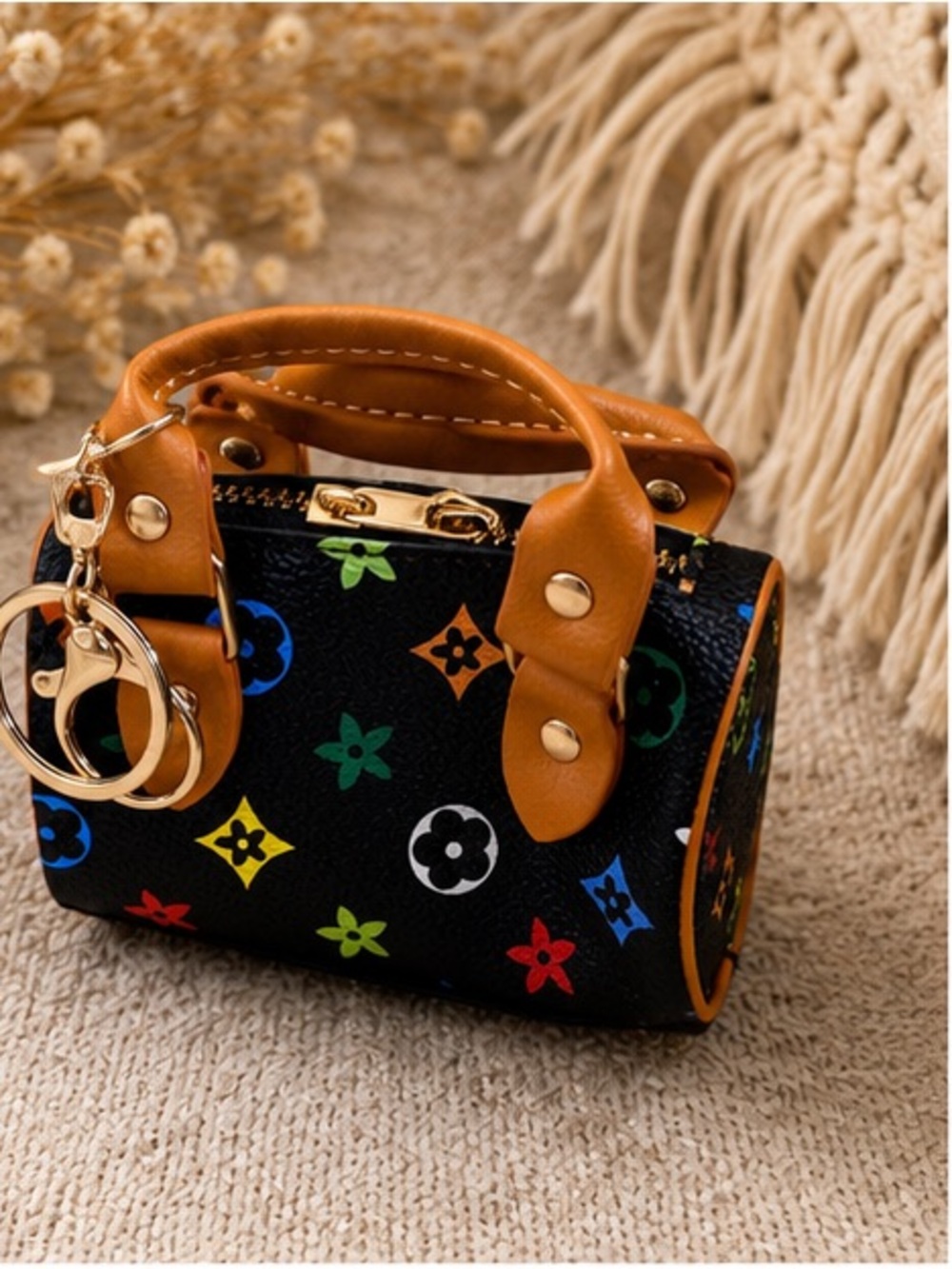 Mini Black Multicolor Monogram Barrel Bag Designer Inspired